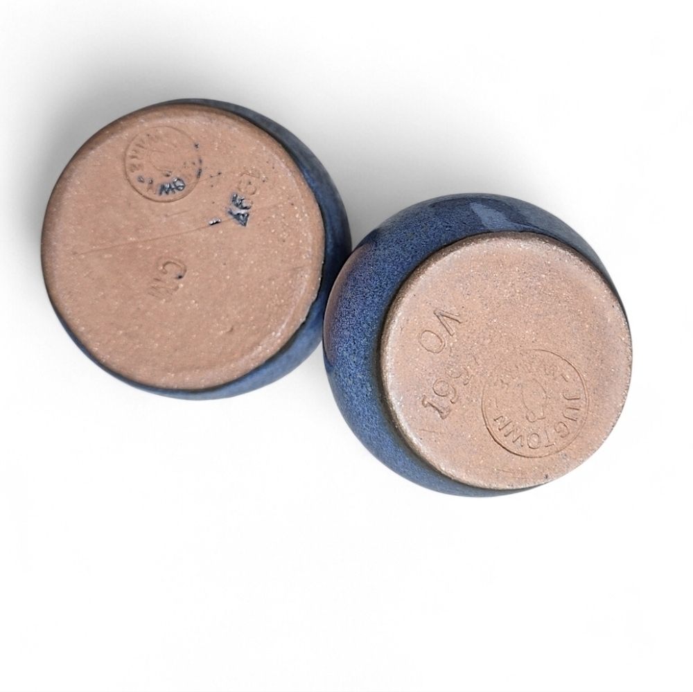 Jugtown Ware Blue Glazed Pottery Set – Pitcher & Basin 1997 Signed VO & CM - Picture 7 of 8